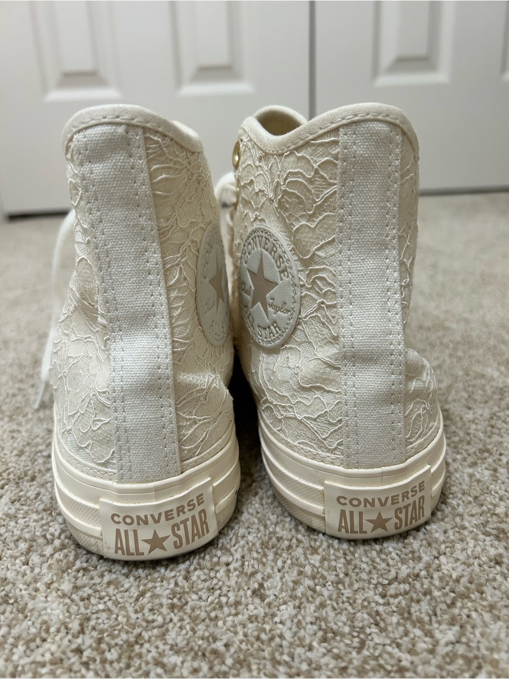 Converse chuck taylor all star lace in cream/egret gold bridal like new - Picture 11 of 14
